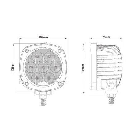 Phare de travail 4.3" 35W 7 Led 12/24V 3500 Lumen