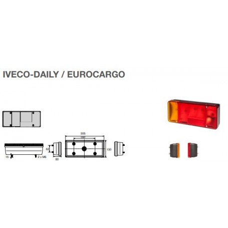 Feu AR GAUCHE + brouillard Iveco-Daily Eurocargo 6 pôles