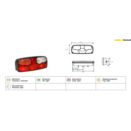 Feu Ecopoint Gauche 24V ampoule 7 fonctions 7 pôles