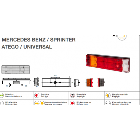 Feu arrière DROIT 41-106 MERCEDES BENZ presse étoupe