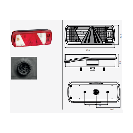 Feu ECOPOINT II gauche 12V ampoule + triangle 7 pôles