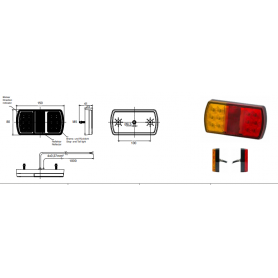 Feu AR G/D 12V LED câble 1m NU