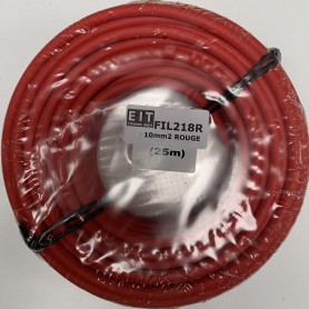 FIL 10mm2 ROUGE (bobine 25m)