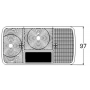 Feu AR DROIT larg.189.5mm H.97mm Dist 55mm P21/5W P21W