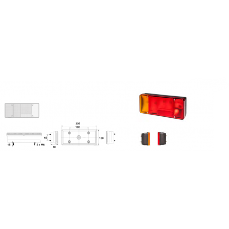 Feu AR GAUCHE + brouillard Iveco-Daily Eurocargo 7 pôles