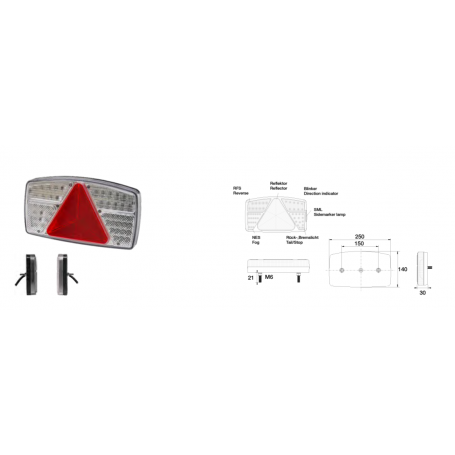 Feu AR GAUCHE LED + Feu latéral ORANGE Câble 0.50m NU