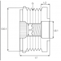 POulie d'altermateur M17x1.5 type 330516